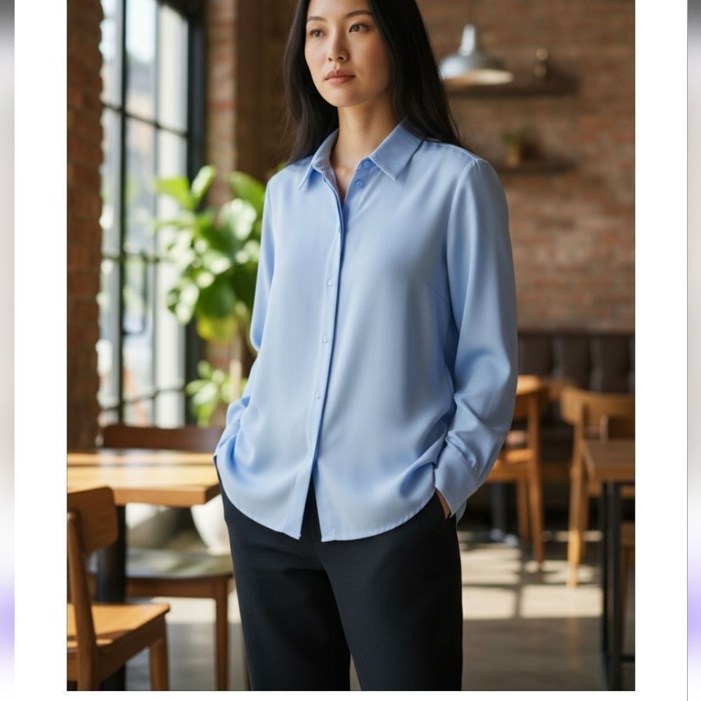 H&M Blue Light Classic Button-Down Shirt